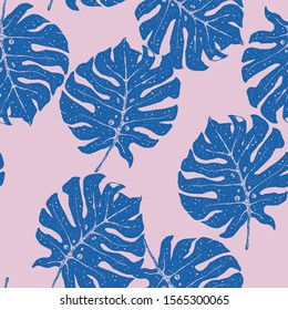 Air Palm Tree Vector Seamless Pattern. Marine Exotic Jungle Pattern California Design. Sea Leaf Exotic Texture. Azure Palm Tree Texture