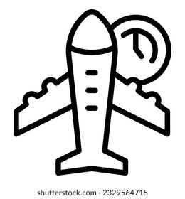 Vector de contorno de icono de seguimiento de paquetes de aire. Caja de carga. Servicio de exportación