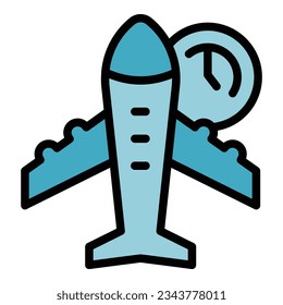 Air parcel tracking icon outline vector. Cargo box. Export service color flat