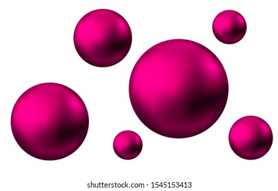 Air pink bubbles isolated on white  background. Glossy rose sphere. Gum. Vector texture.

