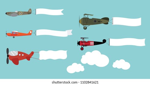 Air Plain Vector Set For Ribbon Advertisement Banner Of Airplane 