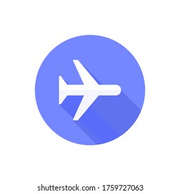 Avión aéreo desde arriba del icono de la sombra larga. Glifo simple.Iconos del aeropuerto para ui y ux.web o aplicación móvil