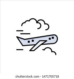 Air, Plane, Airplane, Fly  Flat Color Icon. Vector icon banner Template