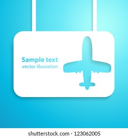 Air plane applique background. Vector illustration for your transportation and holiday design. Picture of the cute blue aircraft. Sign of shipping operations, free and world connection. Easy to edit.