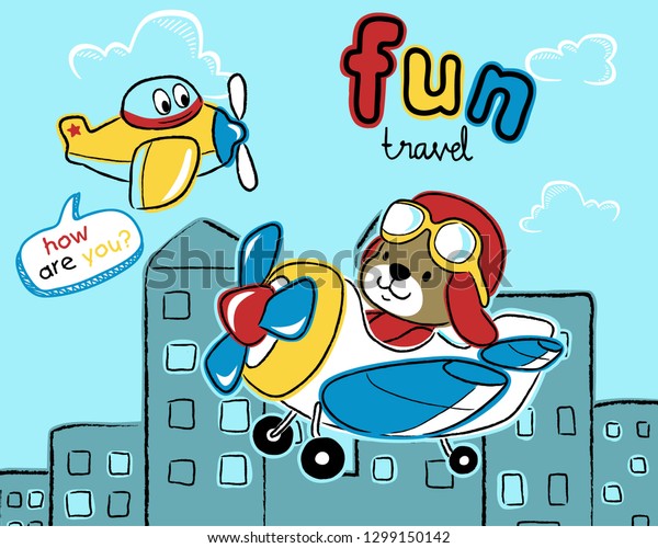Air plane cartoon\
vector with cute pilot