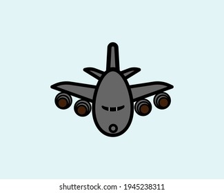 air plane cartoon vector and illustration, sketch style, isolated on blue background.