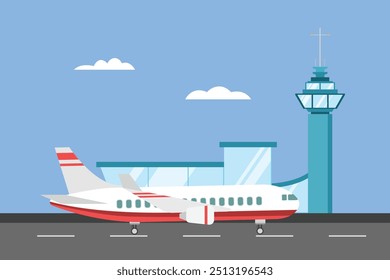 Air plane concept. Colored flat vector illustration isolated.