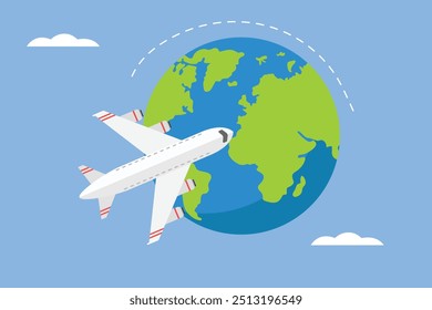 Conceito de avião. Ilustração vetorial plana colorida isolada.