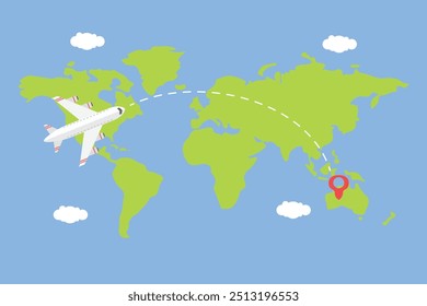 Concepto de avión. Ilustración vectorial plana de color aislada.