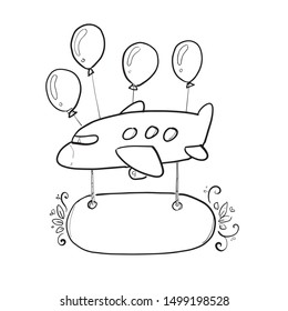 air plane doodle white background