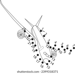 Air Plane dot to dot coloring page