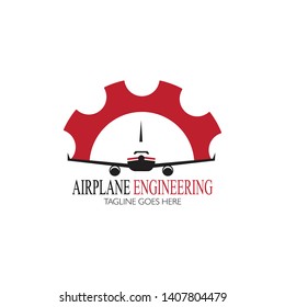 Air plane engineering logo with gear