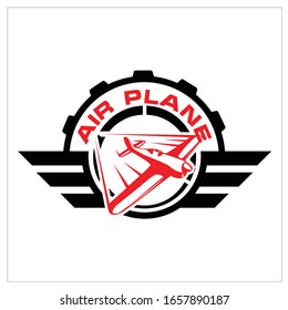 Air plane engineering logo with gear