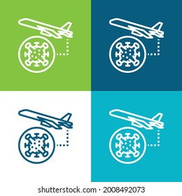 Air Plane Flat four color minimal icon set