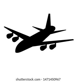 Air plane flight, airplane icon symbol vector. on white background For App, UI, Websites. Black Icon Vector illustration