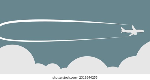 Air plane fly in clouds . Aircraft, airplane flies. Flight of passenger airplane. Avia transport flying.