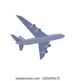 Air plane flying in sky, traveling and transportation easy and comfortable mean of commuting. Personal jet for tourism purposes. Vector in flat cartoon style