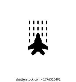 Air plane game icon. vertically scrolling shoot game genre icon in black flat glyph, filled style isolated on white background