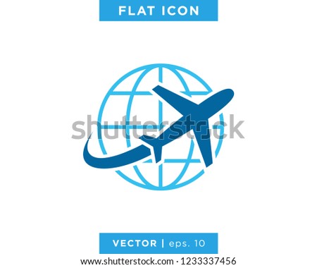 Air Plane and Globe Icon Vector Logo Design Template. Traveling Sign.