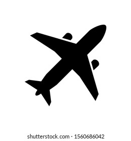 Air plane icon in black flat design, icon vector design illustration eps 10