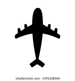 Air plane icon. Black silhouette shape. Airplane flying sign symbol. Travel concept. Flat design. White background. Isolated. Vector illustration