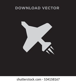 Air plane icon illustration isolated vector sign symbol on black background