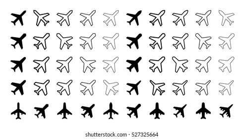 Air Plane Icon Set. Vector