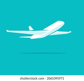 Air plane icon vector flat style or airplane take off flying shape silhouette symbol isolated on blue color background