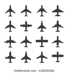 Air plane icons collection set in different style