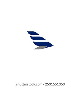 icono de logotipo de avión letra E cola simple con la forma de una letra E