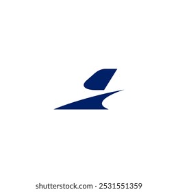 letra de ícone de logotipo de avião Um vento com a forma de uma cauda de avião a jato.