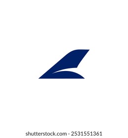 letra do ícone do logotipo do avião aéreo Uma cauda simples com a forma de um avião a jato