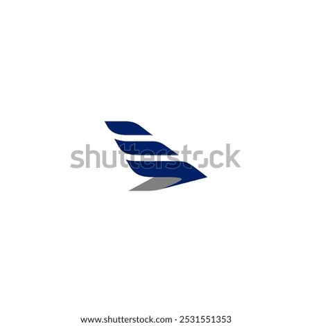 air plane logo icon letter E simple tail with the shape of a letter E