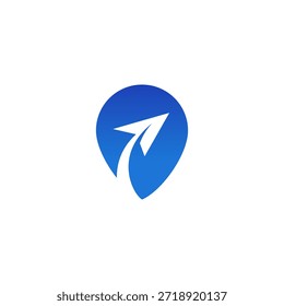 Flugzeug-Logo-Icon-Position Stift mit der Form eines Jet Airplane