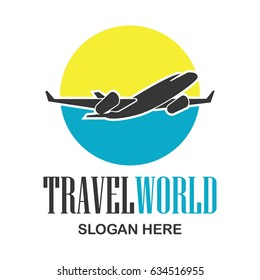 air plane logo, travel world logo with text space for your slogan / tag line, vector illustration