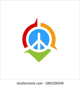 air plane navigation logo design vector sign