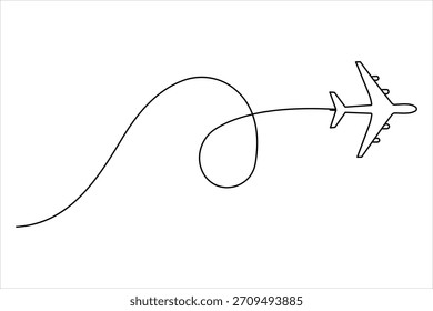 Avião em um desenho artístico de linha contínua. Ilustração vetorial de plano de ar de contorno, estilo de arte de linha de plano de ar
