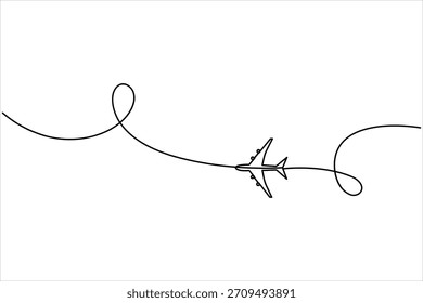 Avião em um desenho artístico de linha contínua. Ilustração vetorial de plano de ar de contorno, estilo de arte de linha de plano de ar
