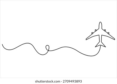Avión de aire en un dibujo de arte de línea continua. Ilustración vectorial de avión de contorno, estilo de arte de línea de avión