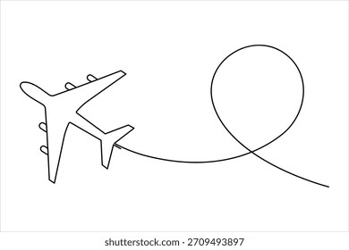Avião em um desenho artístico de linha contínua. Ilustração vetorial de plano de ar de contorno, estilo de arte de linha de plano de ar