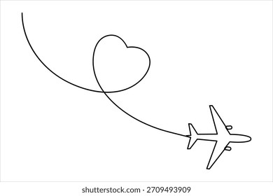 Avião em um desenho artístico de linha contínua. Ilustração vetorial de plano de ar de contorno, estilo de arte de linha de plano de ar
