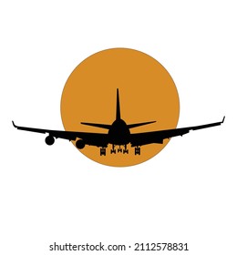 Air Plane Silhouette Sunset Background Vector Stock Vector (Royalty ...