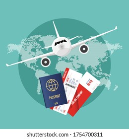 Ilustración vectorial del concepto de viaje por avión