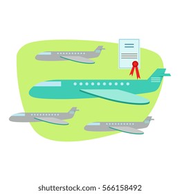 Air And Plane Travel Protected By Insurance Contract , Insurance Company Services Infographic Illustration