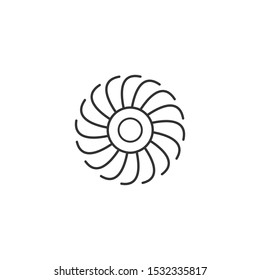 Air Plane Turbine, Engine Or Wind Fan Icon. Stock Vector Illustration Isolated On White Background.