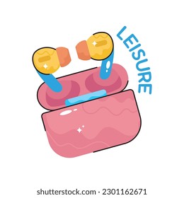 Air pods doodle filled outline vector icon. EPS 10 file