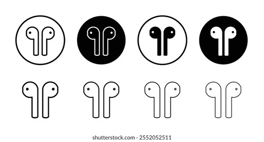 Air pods icon Black and white outline vector