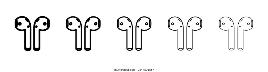 Air pods ícone gráfico definido. estilo de linha de traçado moderno