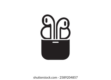 air pods icon vector silhouette isolated in white background