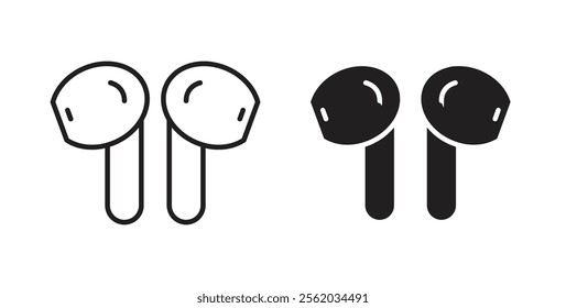 Air pods icons in flat and line style set.